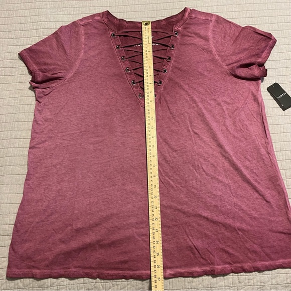 Torrid Vintage Cotton Jersey Crew Neck Lace Up Tee NWT 1X Rose Taupe - Picture 8 of 9